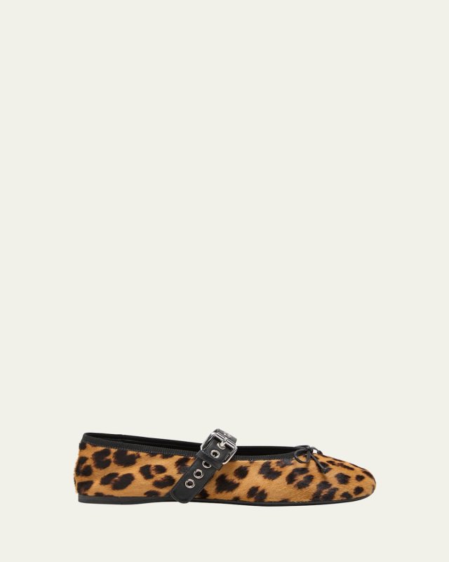 Leopard Mary Jane Ballerina Flats